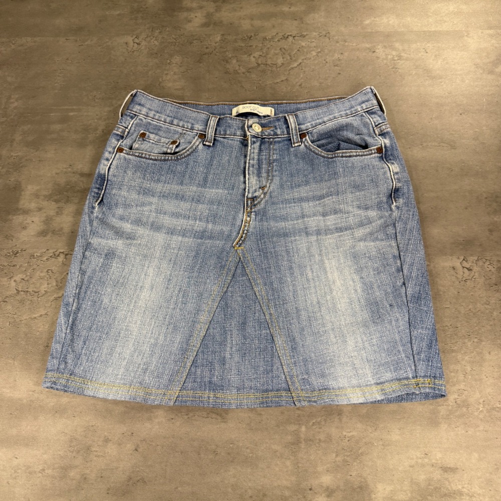 Levis 515 Denim Jean Mini Skirt Womens 31 Light Wash Bootcut Skir‎ Vintage Faded